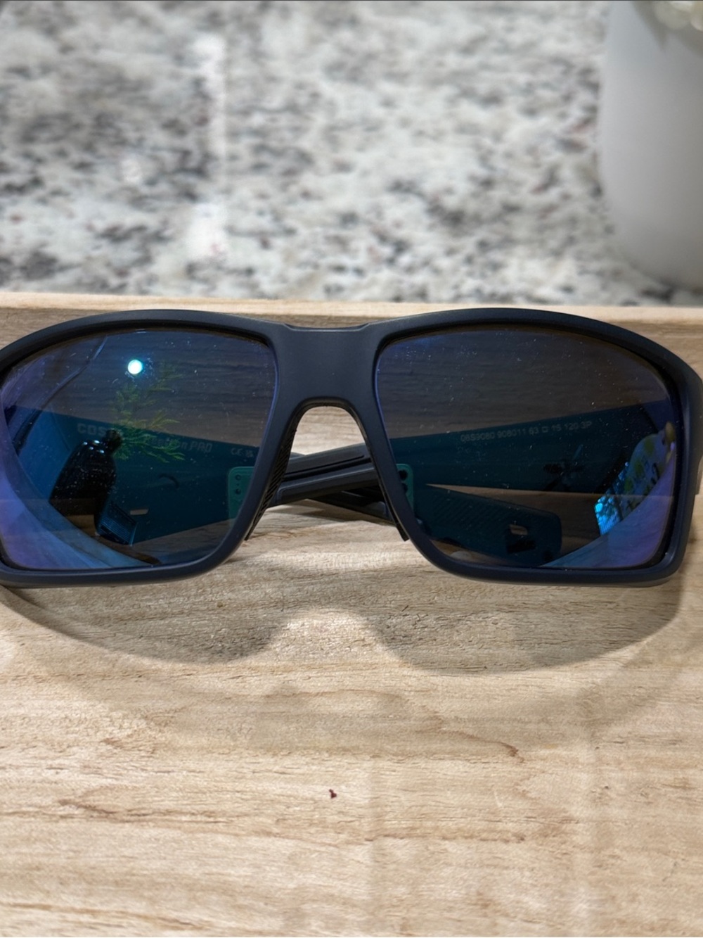 Costa Men's Sunglasses - Black Frame with Blue Mirrored Lenses